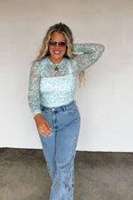 Load image into Gallery viewer, Spring Sage Floral Mesh Top
