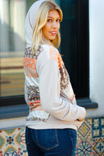 Load image into Gallery viewer, Taupe &amp; Rust Animal Print Stripe Hoodie Top
