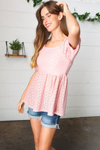 Load image into Gallery viewer, Mauve Eyelet Puff Sleeve Babydoll Top
