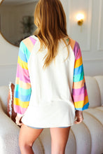 Load image into Gallery viewer, Just For You Rainbow Bubble Sleeve Terry Raglan Top
