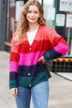 Load image into Gallery viewer, Make Your Day Magenta Honeycomb Knit Button Down Cardigan
