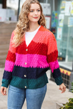 Load image into Gallery viewer, Make Your Day Magenta Honeycomb Knit Button Down Cardigan
