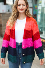 Load image into Gallery viewer, Make Your Day Magenta Honeycomb Knit Button Down Cardigan
