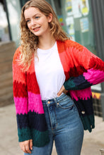 Load image into Gallery viewer, Make Your Day Magenta Honeycomb Knit Button Down Cardigan
