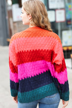 Load image into Gallery viewer, Make Your Day Magenta Honeycomb Knit Button Down Cardigan
