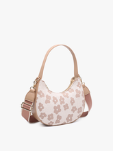Load image into Gallery viewer, EH2457 Donnatella Floral Half-Moon Satchel/Crossbody: Taupe
