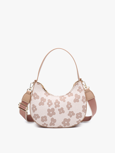 EH2457 Donnatella Floral Half-Moon Satchel/Crossbody: Sage