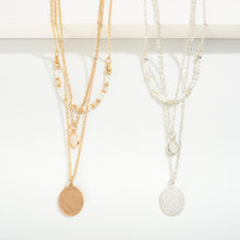 Load image into Gallery viewer, Layered Chain Necklace With Circular Pendant
