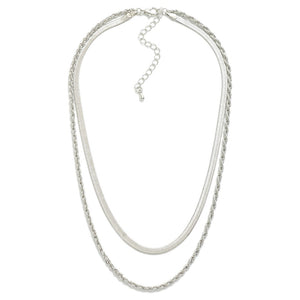 Twisted And Cuban Chain Link Layered Necklace