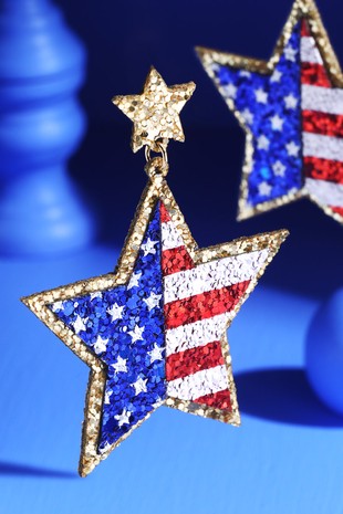 Patriotic Shining Star Earing