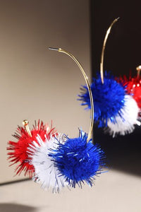 Patriotic Pom Drop Earing