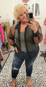 Sequin Large Mesh Button Down