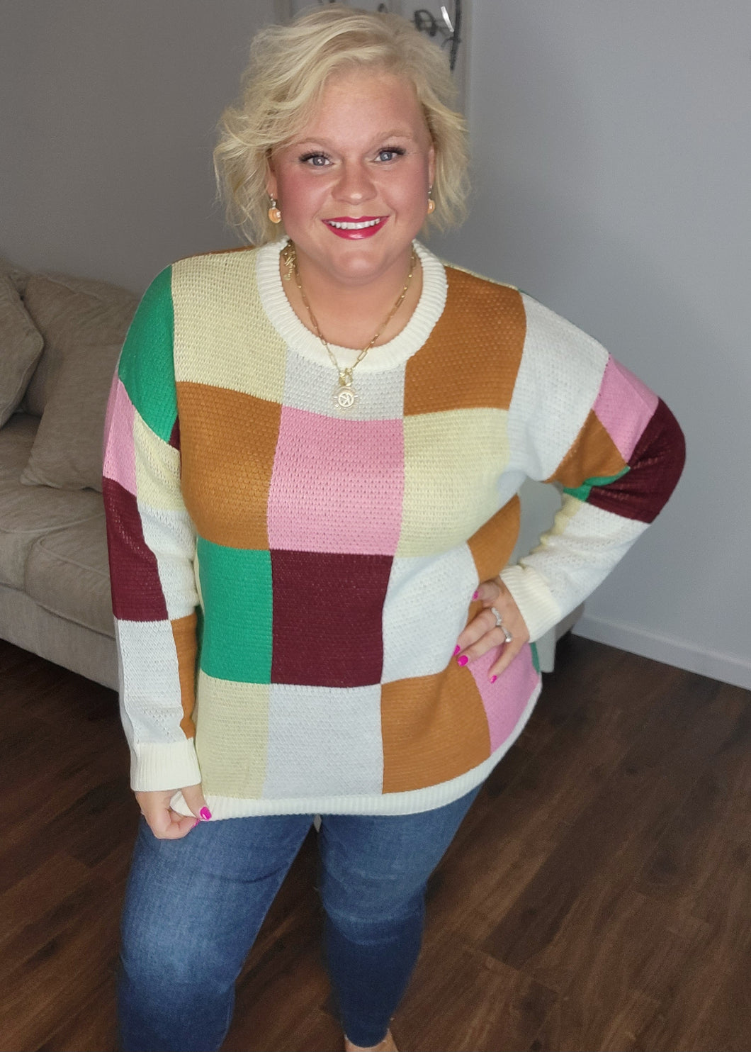 Gingerbread Checker Sweater