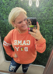 Orange Game Day Sequin Pullover