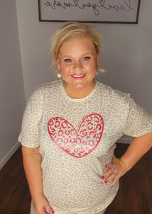 Leopard Heart Vday Tee