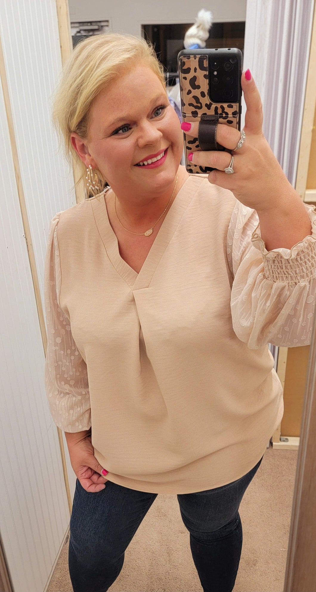 Chiffon Bubble Sleeve Top