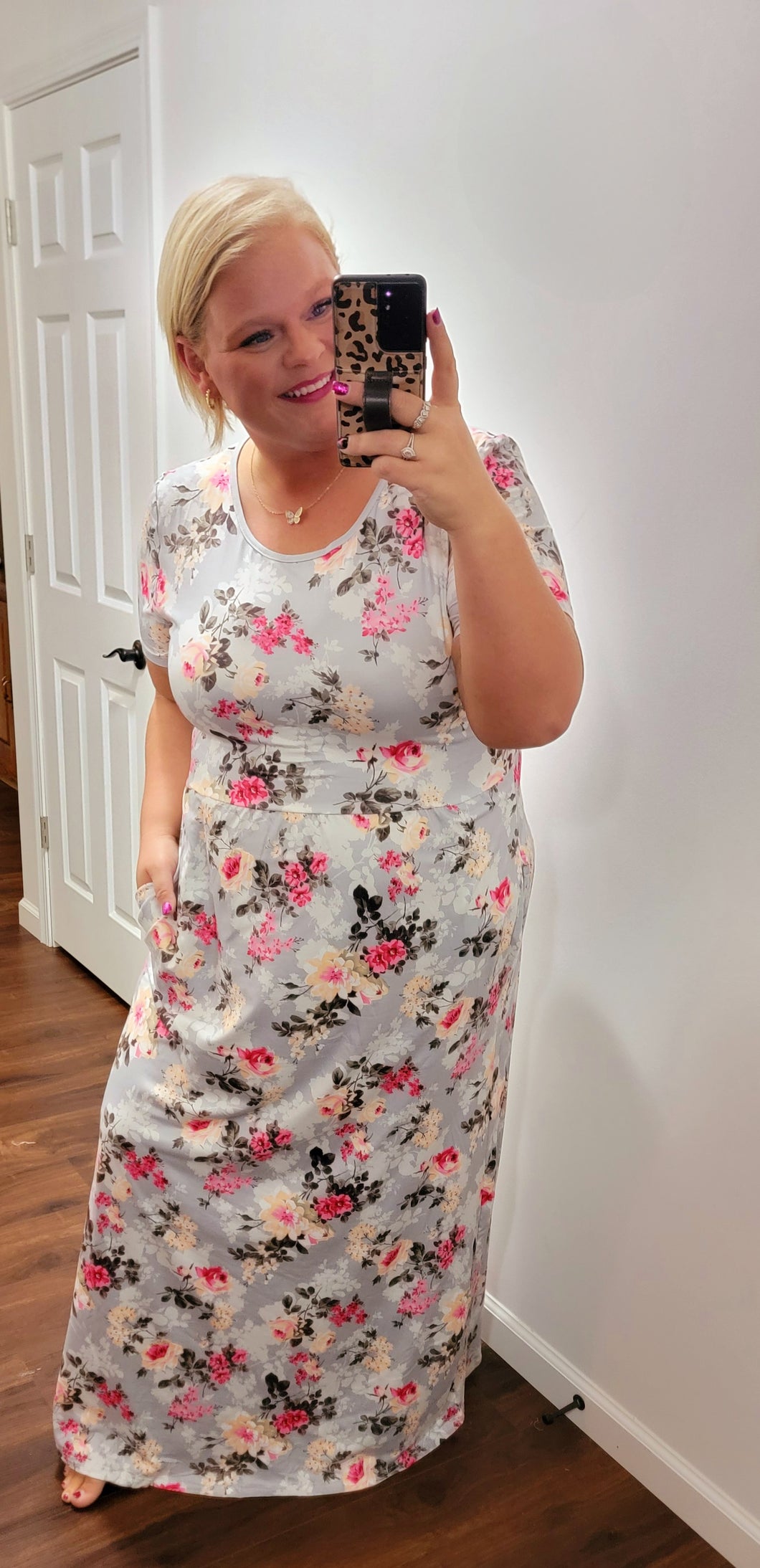 Gray Floral Shirley Maxi