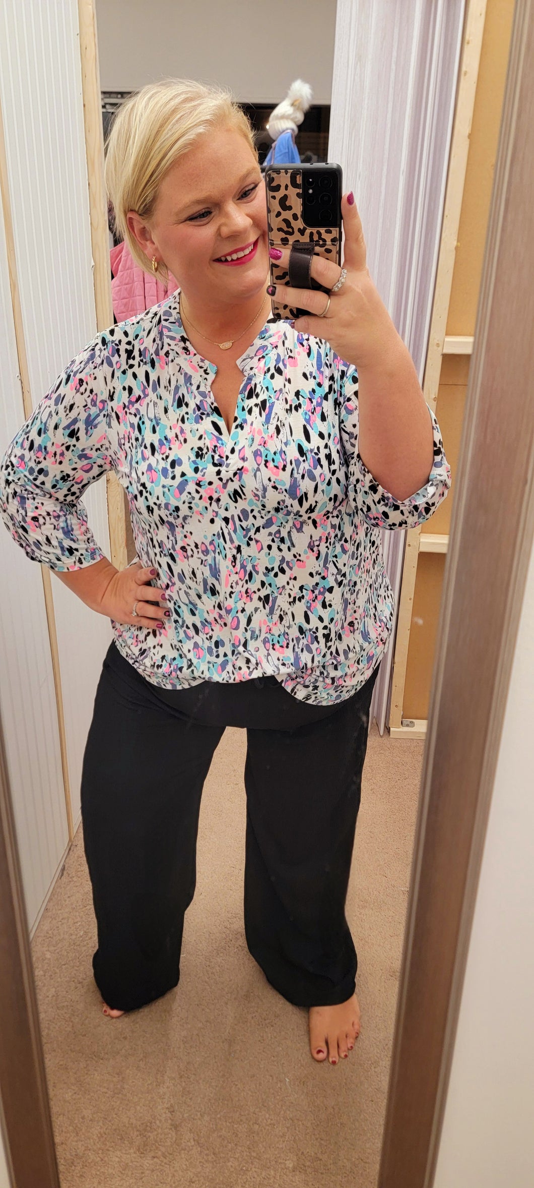 Watercolor Leopard Blouse