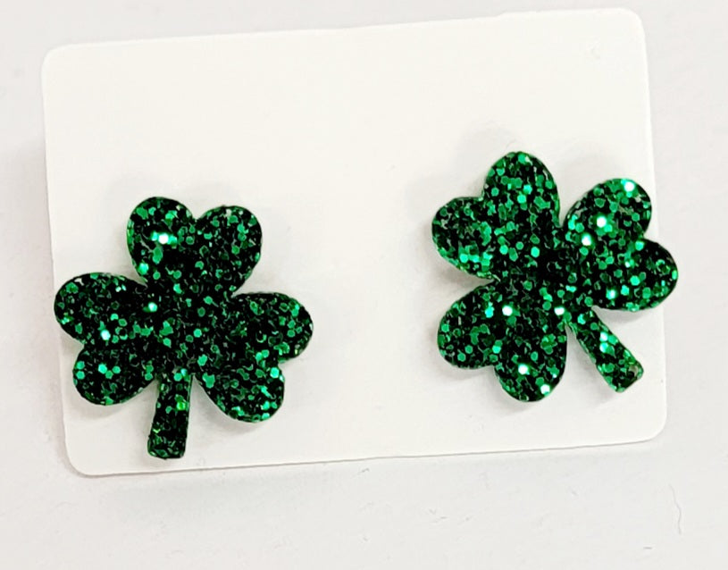 Glittery Shamrock Studs