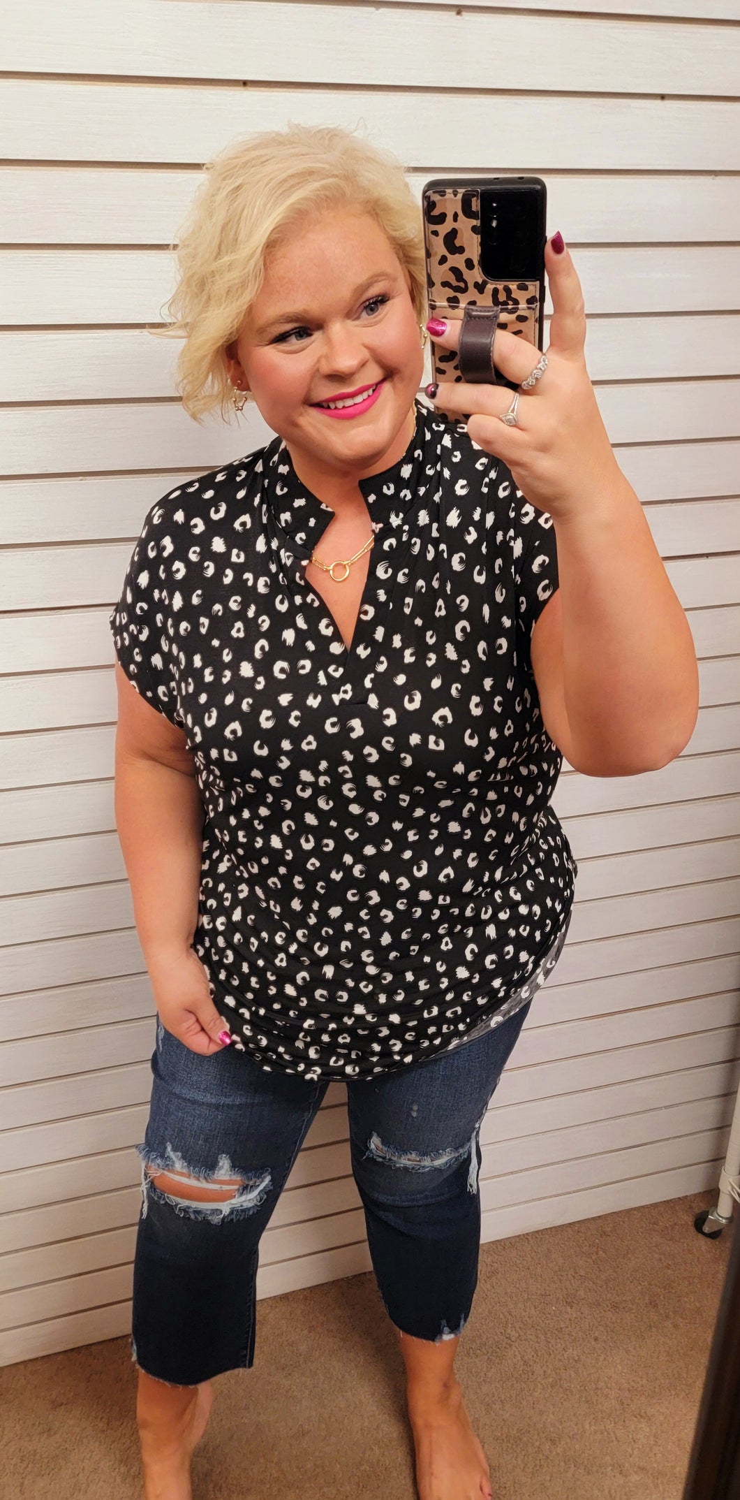 Spot on Black Blouse