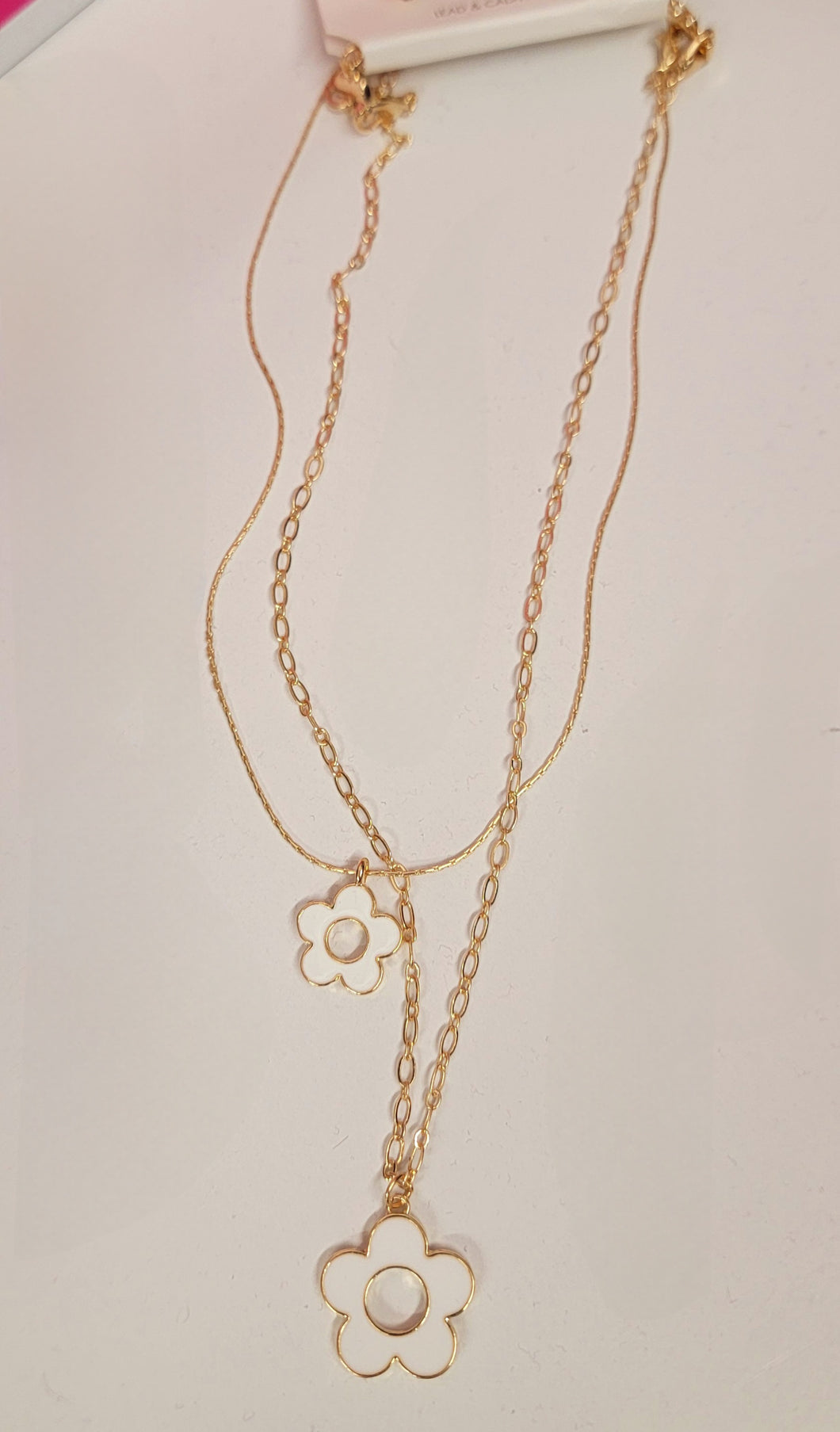 White Epoxy Flower Double Layer Necklace