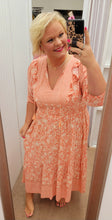 Load image into Gallery viewer, Apricot Floral Midi Dress
