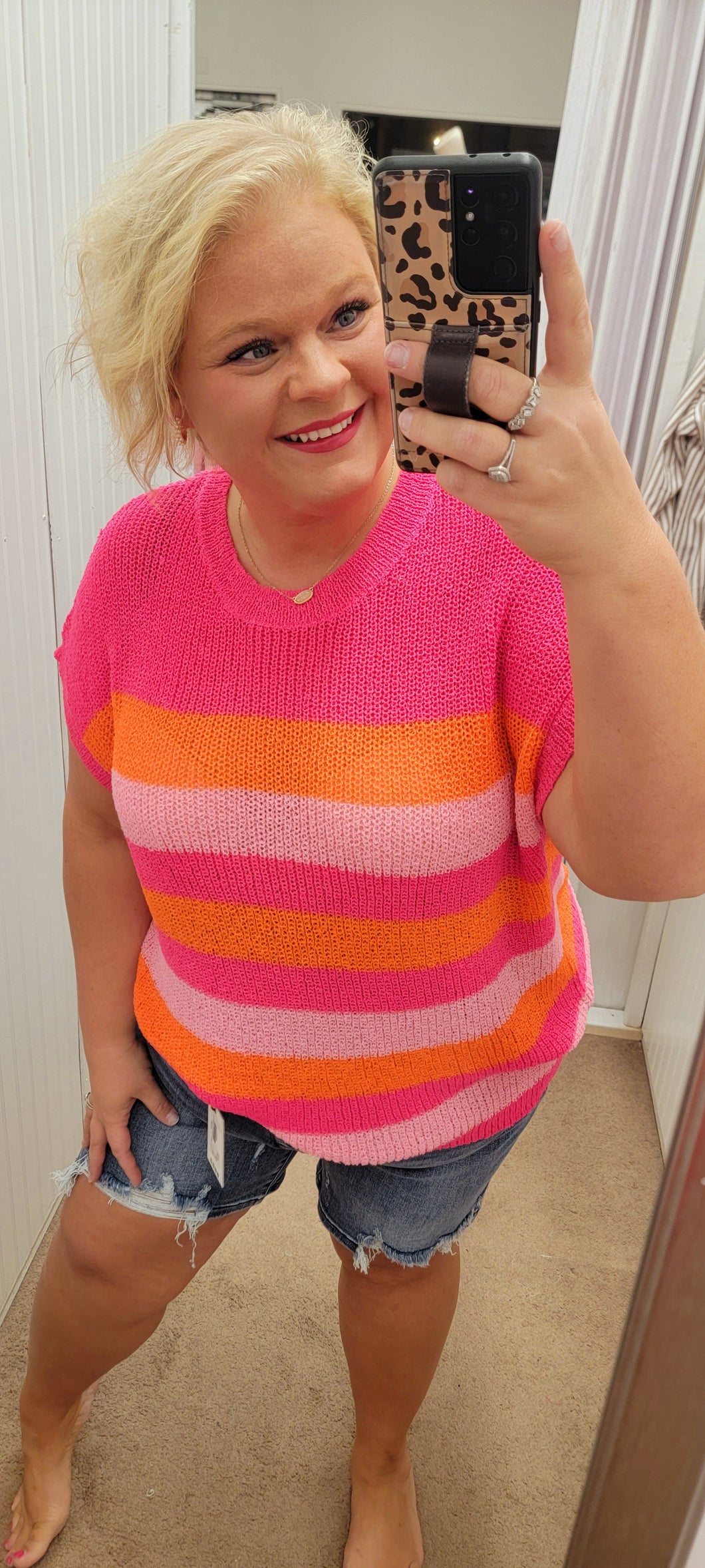 Pink & Orange Sweater Top