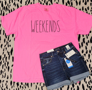 Neon Pink Comfort Colors Weekend Tee