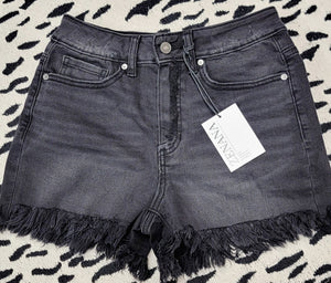 Zenana Washed Black Denim Shorts