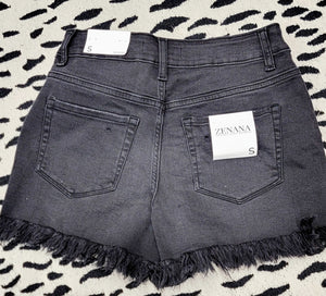 Zenana Washed Black Denim Shorts