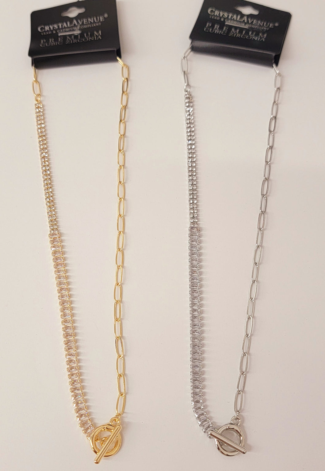 Hybrid Rhinestone Paperclip Toggle Chain