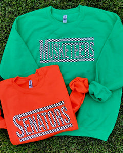 Lots of Schools! Checkered Mascot Sweatshirt Preorder