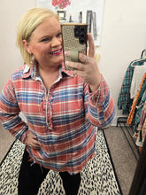 Load image into Gallery viewer, Can't Go Wrong Coral Flannel Pullover

