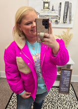 Load image into Gallery viewer, Hot Pink Heart Quilted Puffer Jacket
