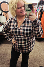 Load image into Gallery viewer, Navy Plaid Hooded Top
