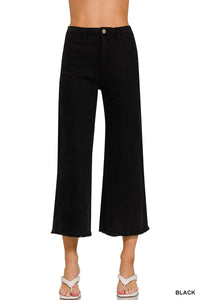 Jet Black Zenana Cropped Jeans