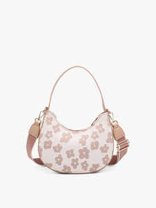 EH2457 Donnatella Floral Half-Moon Satchel/Crossbody: Sage