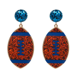 Red & Blue Glitter Football Earrings