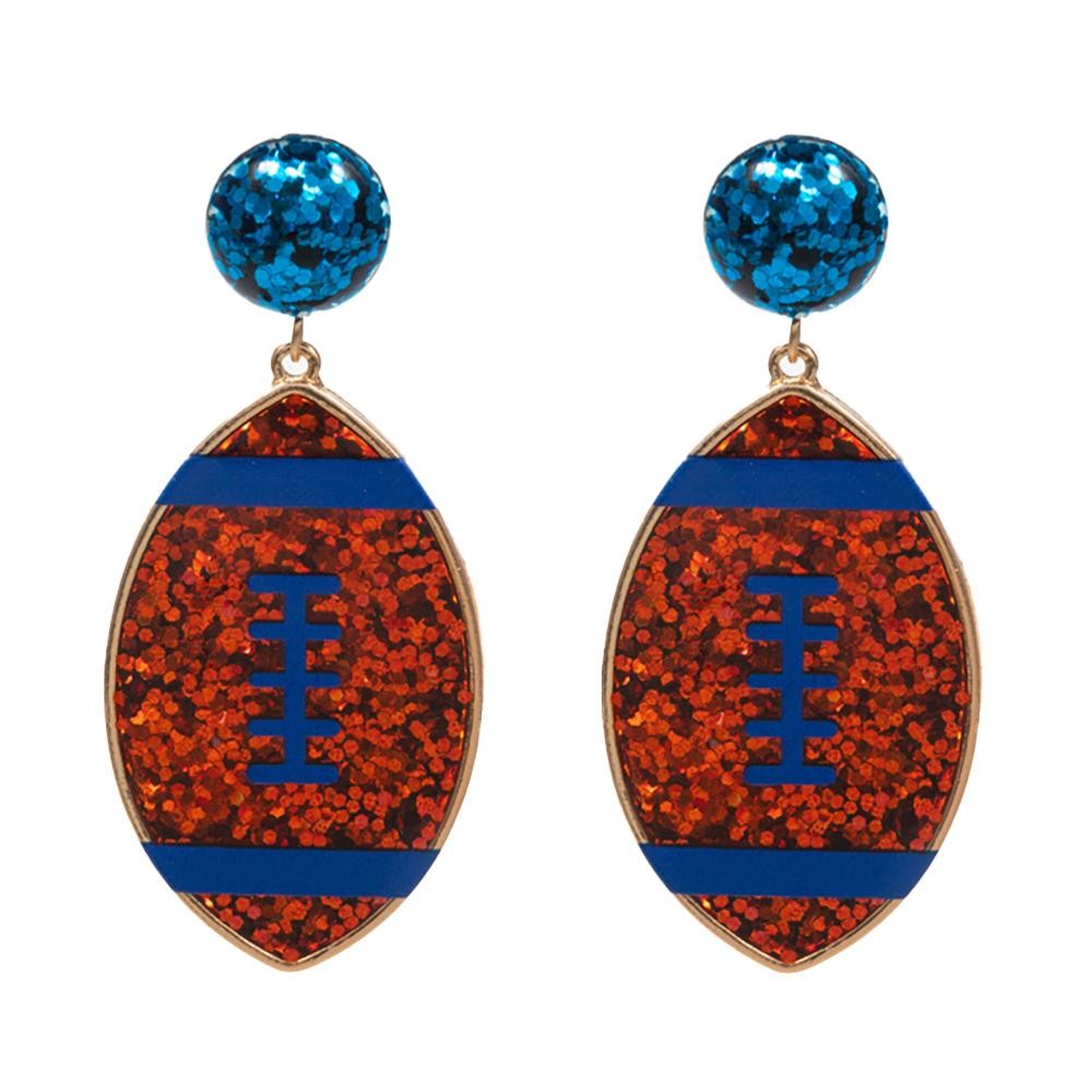 Red & Blue Glitter Football Earrings