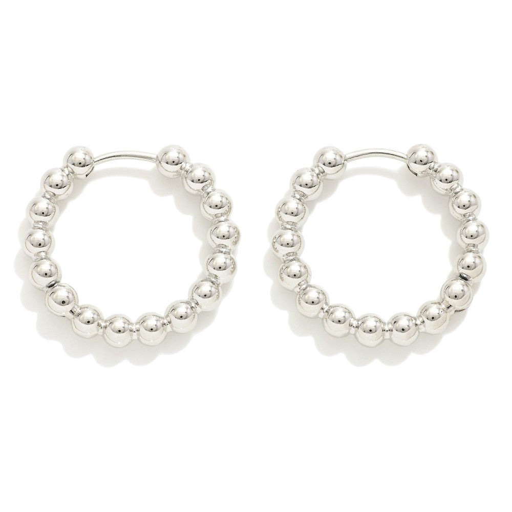 Silver Beaded Hoop