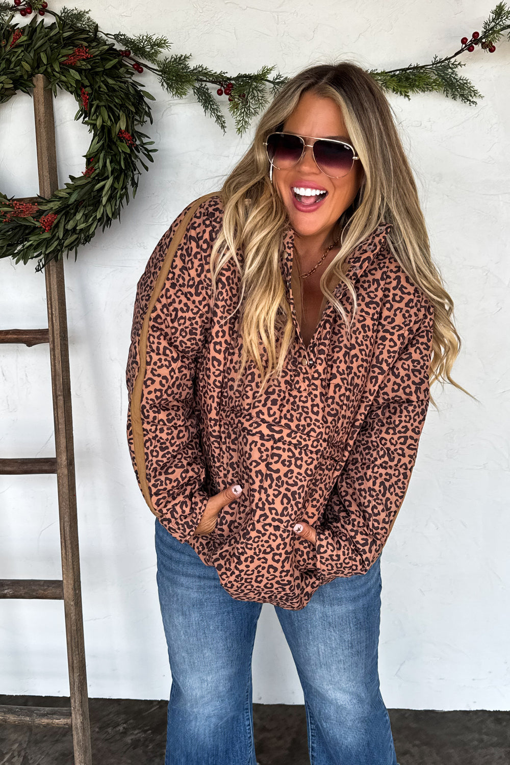 Leopard Puffer Pullover Preorder