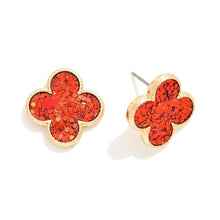 Load image into Gallery viewer, Glitter Clover Earrings
