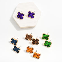 Load image into Gallery viewer, Glitter Clover Earrings
