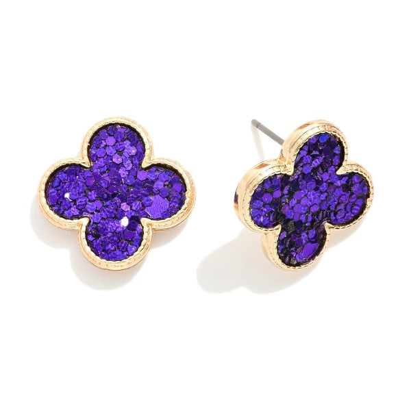 Glitter Clover Earrings