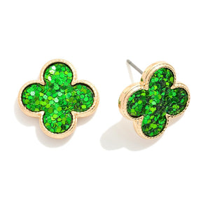 Glitter Clover Earrings