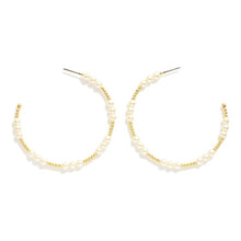 Load image into Gallery viewer, Pearl Beaded Hoops
