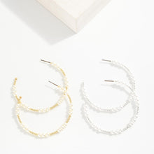 Load image into Gallery viewer, Pearl Beaded Hoops
