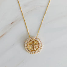 Load image into Gallery viewer, Shine Circle Cross Necklace: Gold
