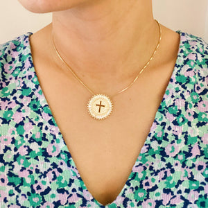 Shine Circle Cross Necklace: Silver