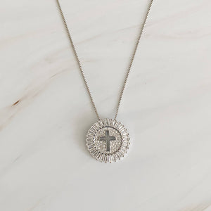 Shine Circle Cross Necklace: Gold